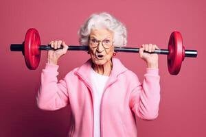generative-ai-illustration-of-old-woman-doing-sport-exercise-studio-shot-pastel-color-photo